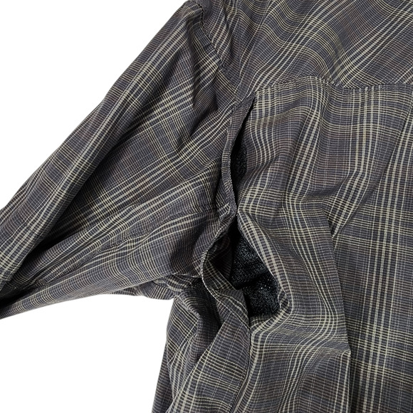 Columbia Men M Omnishade Button Up Shirt Nylon Brown Plaid Vents Roll Tab Sleeve - Picture 10 of 13
